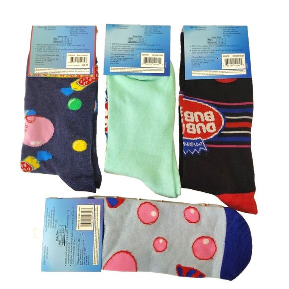 Dubble Bubble 5 pair (3 Crew/2 Ankle) Gum Novelty Men Adult Size 6-12 Socks NWT - Picture 2 of 6